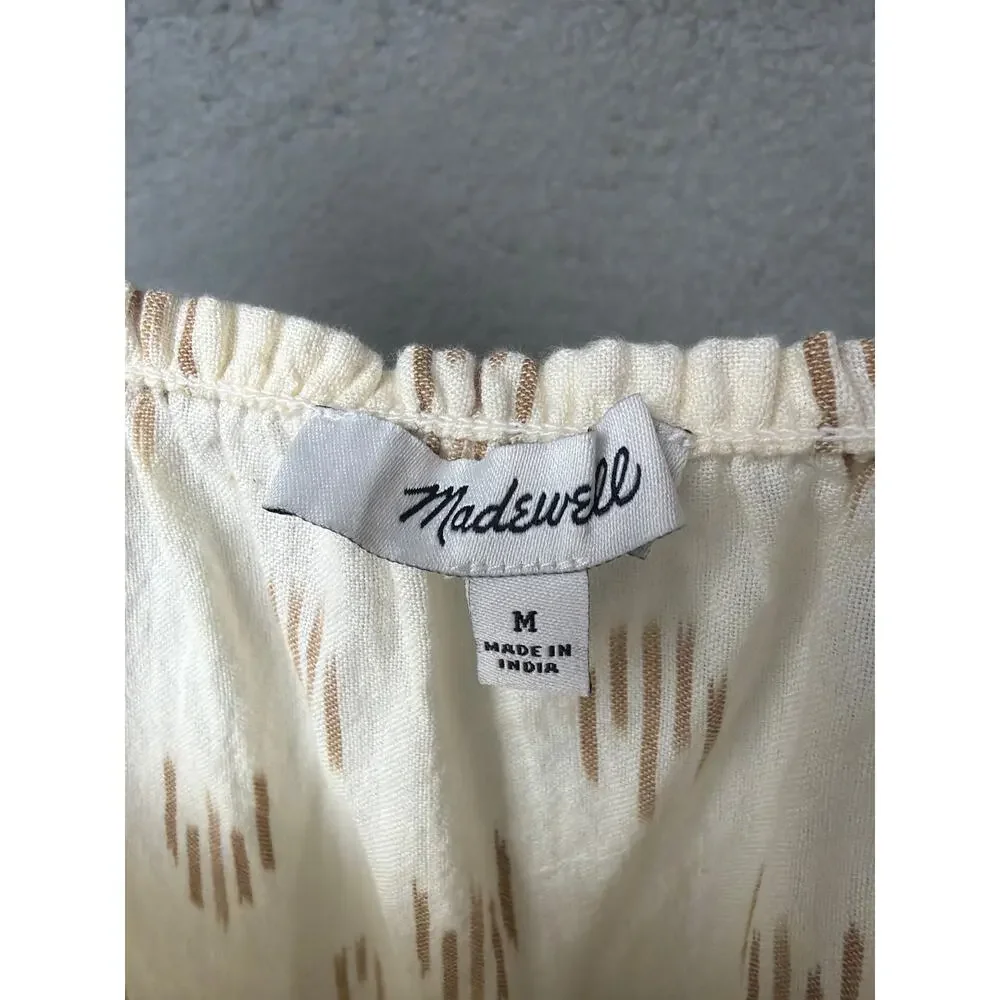 Madewell XS Smocked Ruffle-Strap Tank Top Ikat Pattern Size M Boho Indie Coastal - Picture 6 of 8